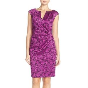 Adrianna Papell Kalla Metallic Floral Jacquard Sheath Dress